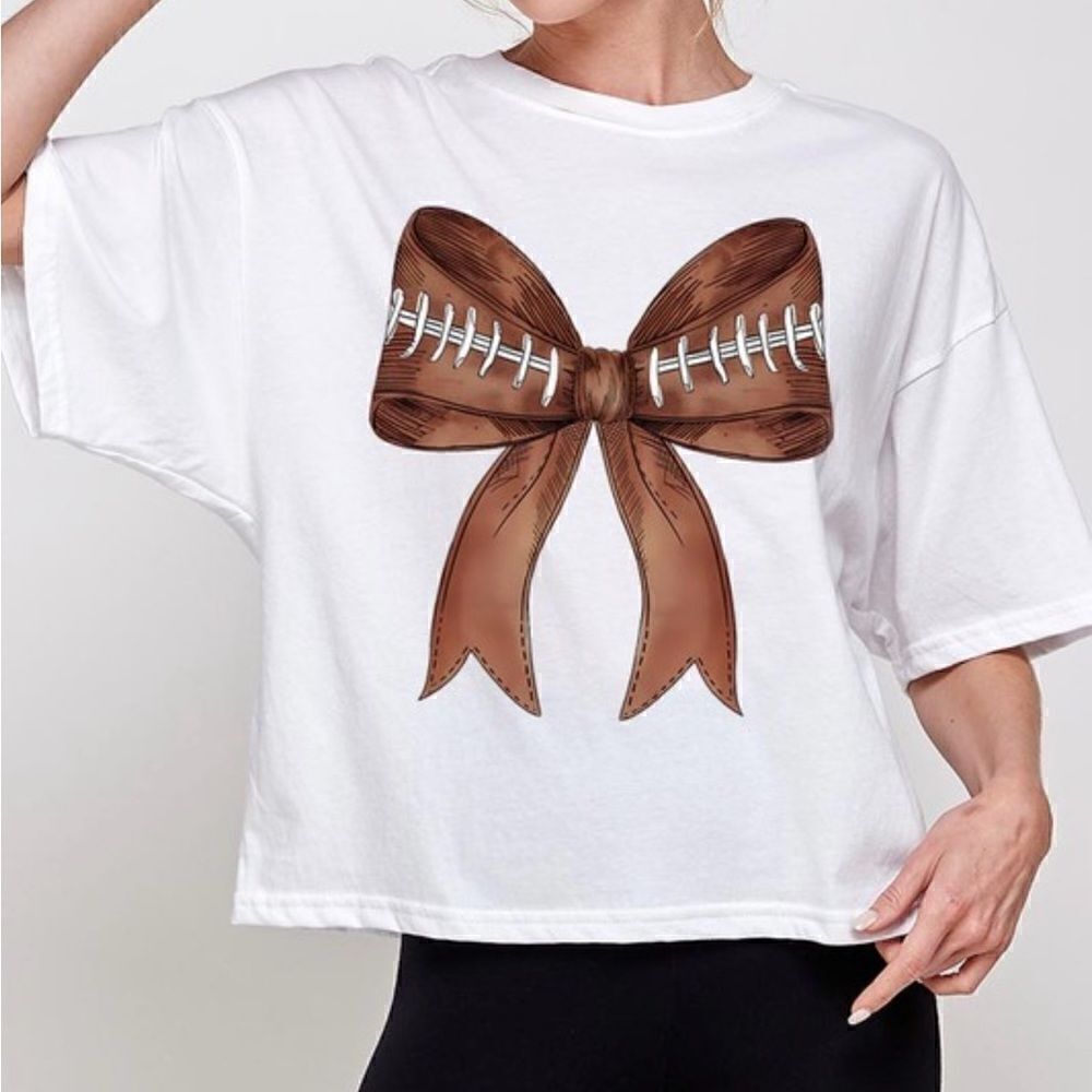 Football Bow Cropped Tee